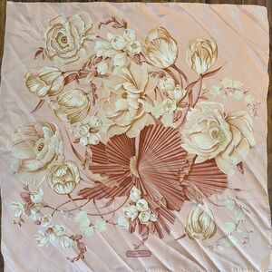 Salvatore Ferragamo Vintage Blush Floral Silk Scarf